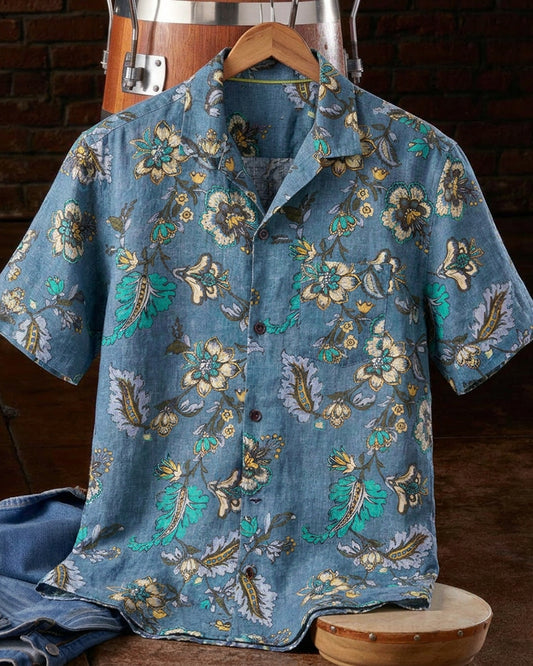 Men's Short Sleeve Floral Camp Collar Shirt
