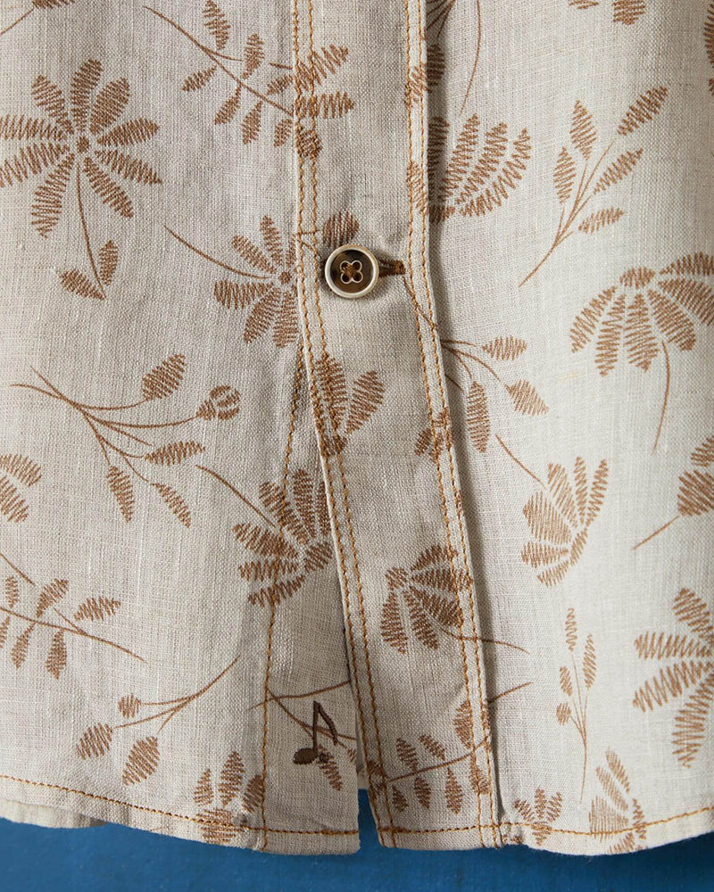 Leafy Floral Print Short Sleeve Shirt