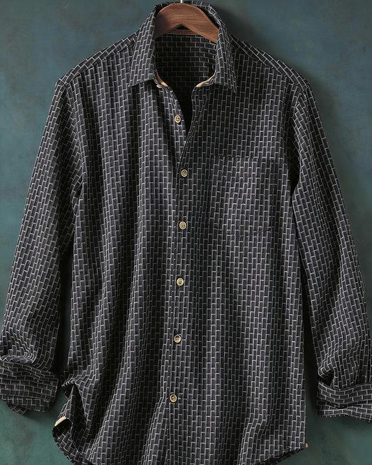 Long Sleeve Checkered Stretch Shirt