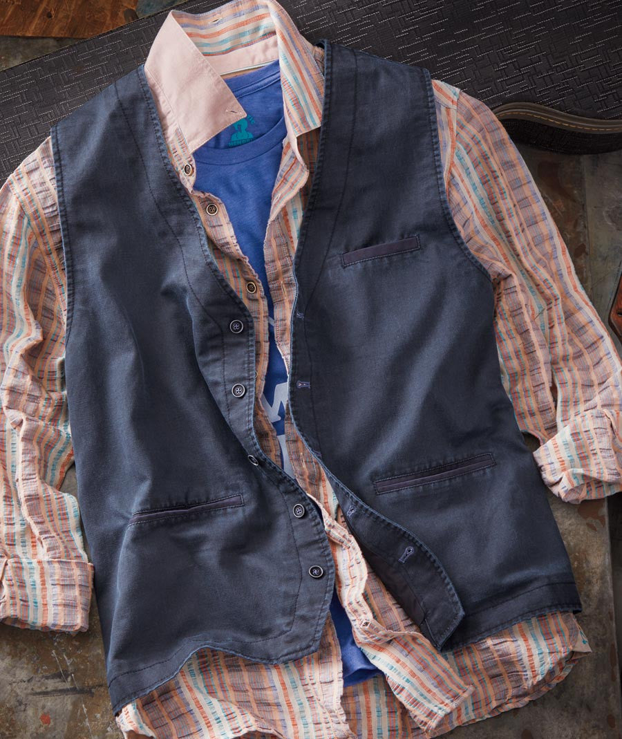 Navy Cotton Suede Vest
