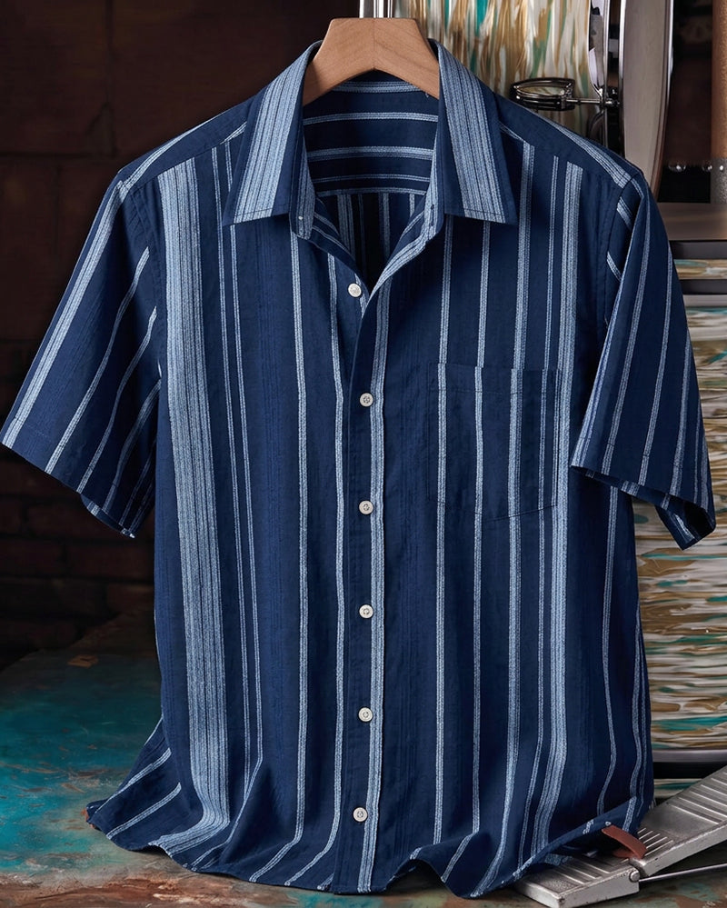 Casual Stripe Short Sleeve Shirt