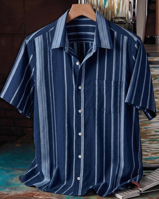 Casual Stripe Short Sleeve Shirt