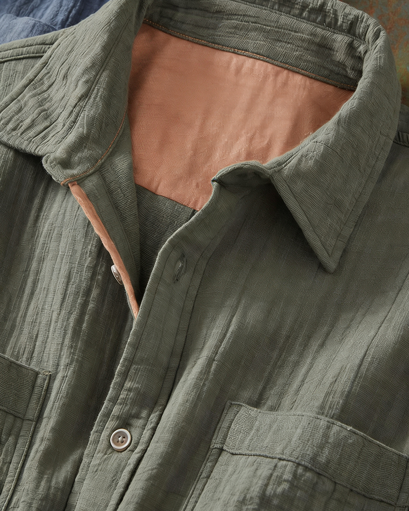 Men's Dual Pocket Textured Shirt