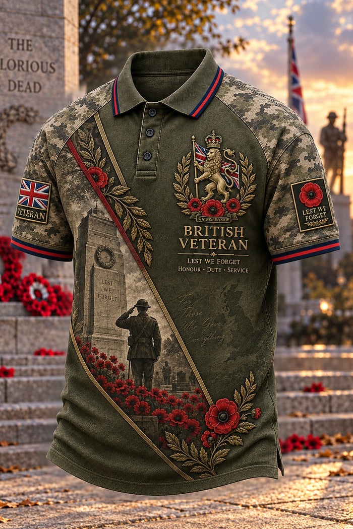 British Veteran Salute Soldier Memorial Polo Shirt