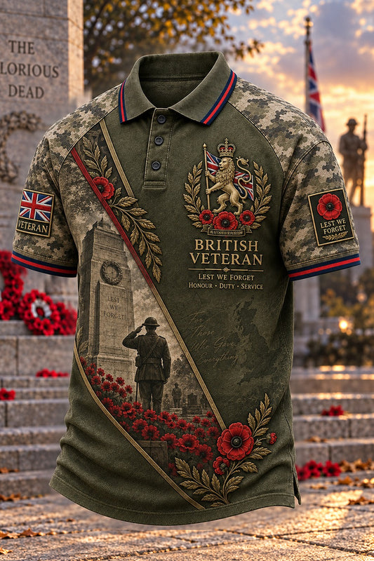 British Veteran Salute Soldier Memorial Polo Shirt