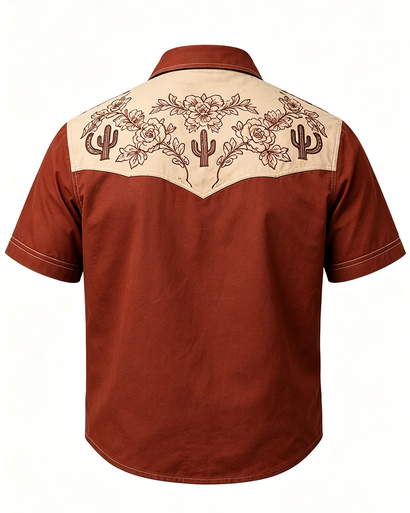 Men's Cowboy Cactus Short-Sleeve Shirt