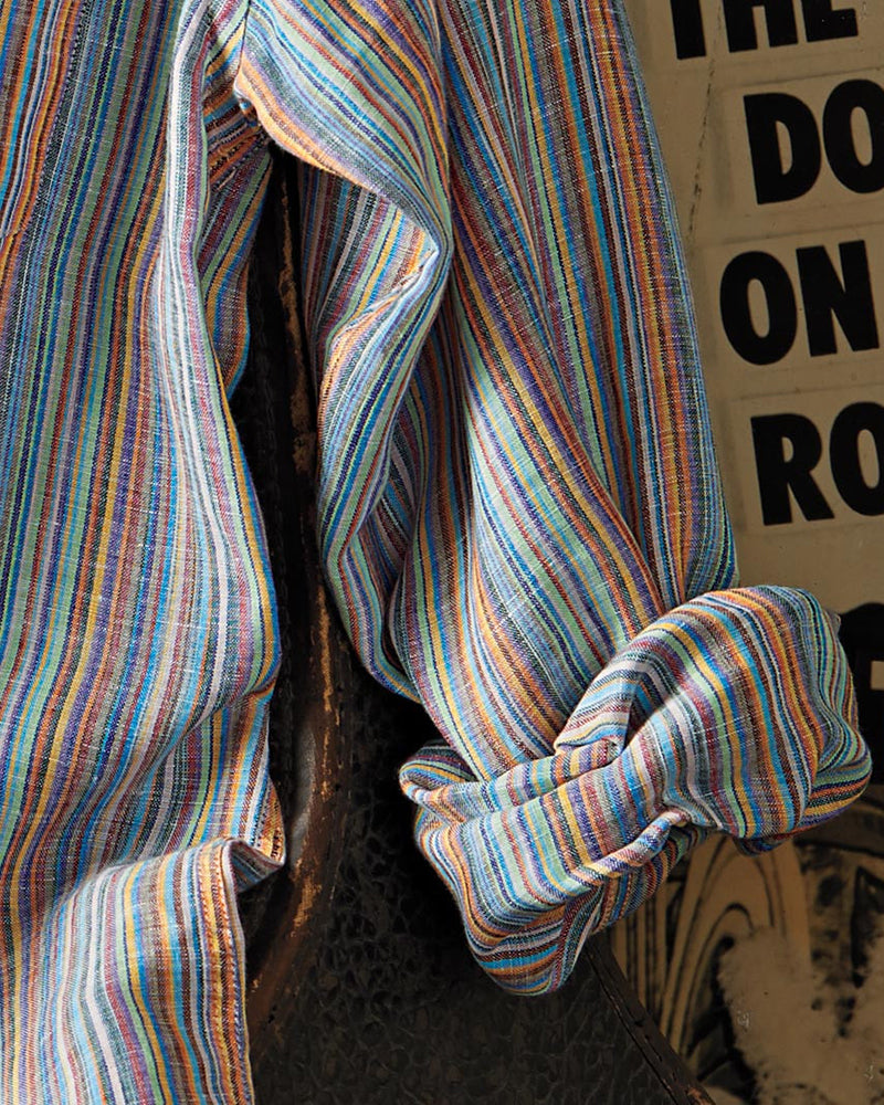 Vertical Striped Button Down Long Sleeve Shirt